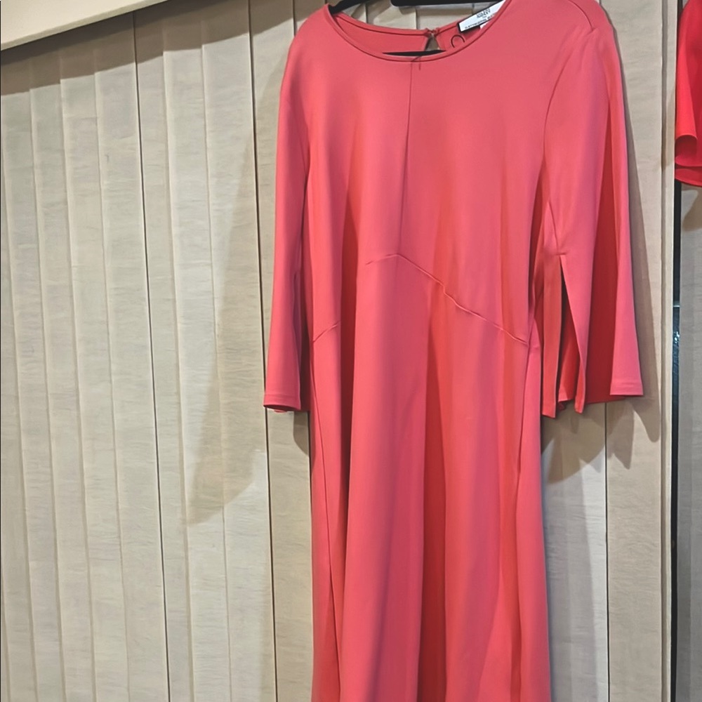 Coral mid length sleeve dress size L